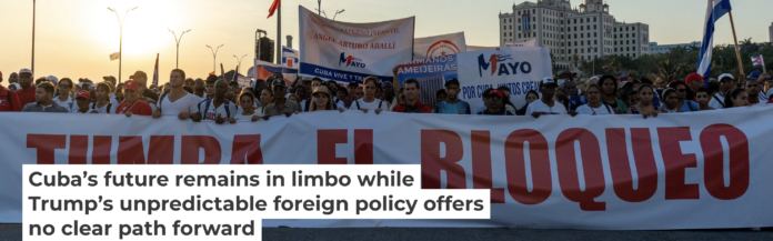 An International Workers’ Day demonstration on May 1, 2026, in Havana includes a protest of the ongoing U.S. blockade of oil to Cuba. Anadolu/Anadolu via Getty Images